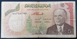 Tunisie P-075ar 5 dinars 1980