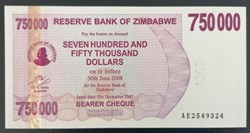 Zimbabwe P-052 750 000 dollars 2007