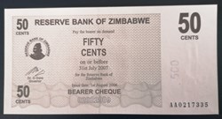 Zimbabwe P-036 50 cents 2007