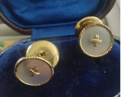 Manschettknappar, guld, pärlemo