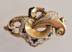 Brosch, emaljinläggningar, guld