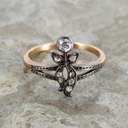 Ring, guld, silver diamanter