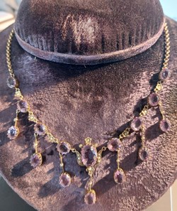 Collier, ametister fröpärlor