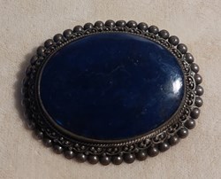 Brosch blå sten, silver