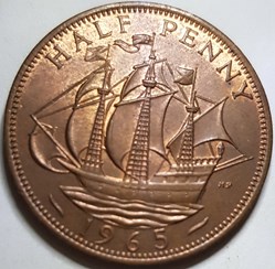 ½ penny Elizabeth II Royaume-Uni 1965 1967