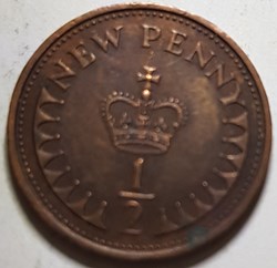 ½ nouveau penny Elizabeth II Royaume-Uni 1971