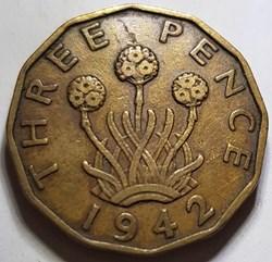 3 pence George VI Royaume-Uni 1942