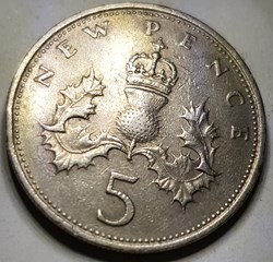 5 nouveaux pence Elizabeth II Royaume-Uni 1970