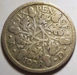 6 pence George V Royaume-Uni 1928