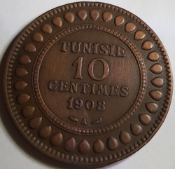 10 centimes Muhammad al-Nasir Tunisie 1908 1914 1916