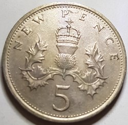 5 nouveaux pence Elizabeth II Royaume-Uni 1980