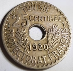 25 centimes Muhammad al-Nasir Tunisie 1919 1920