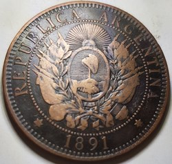 2 centavos Argentine 1891
