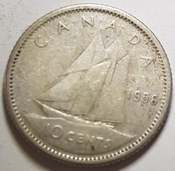 10 cents Elizabeth II 1ère effigie 1956 1960 1962 1963 Canada