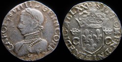 1575 - Demi-Teston de Charles IX sous Henri III - atelier de Rennes