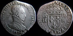 1575 - Teston de Henri III - col gaufré - atelier de Nantes