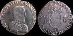 1560 - Teston de Henri II sous François II - atelier de Nantes
