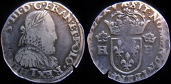 1575 - Teston de Henri III - col fraisé - atelier de Nantes - (date au revers)