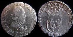 1575 - Teston de Henri III - col fraisé - atelier de Nantes - sans les chiffres couronnés au revers
