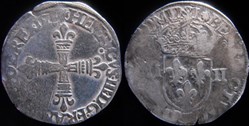 1578 - Quart d'écu de Henri III - atelier de Nantes
