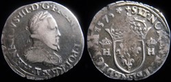 1575 - Teston de Henri III - col plat - atelier de Nantes - (date au revers)