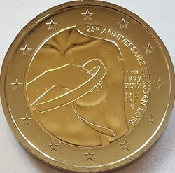 2 Euros 25e anniversaire du ruban rose, symbole de la lutte contre le cancer du sein