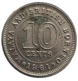 Malaya et Bornéo Britannique 10 cents - Elizabeth II 1re effigie
