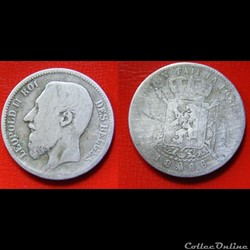 BELGIQUE 2 Francs Léopold II légende française 1866