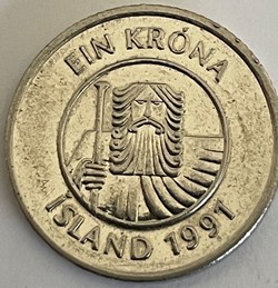 Islande -1 króna Magnétique 1991