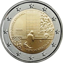 2 Euros 50e anniversaire de l'agenouillement de Willy Brandt à Varsovie 2020 J Hambourg