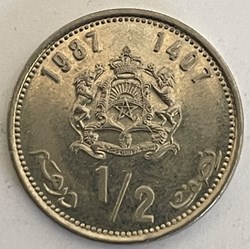 Maroc - ½ dirham Hassan II 3e effigie 1987