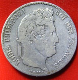 5 francs Louis-Philippe I - 2ème type (tête laurée - tranche en relief) 1837 A