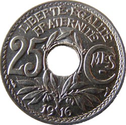 25 centimes Lindauer, Cmes souligné 1916