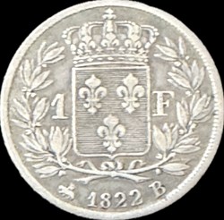 1 franc Louis XVIII 1822 Rouen