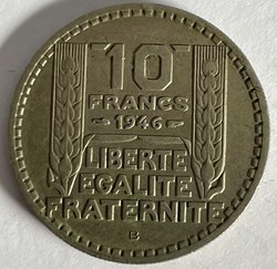 10 francs Turin 1946 B Grosse Tête Rameaux Courts