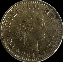 Suisse 5 centimes Tête de Libertas 2018 B