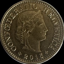 Suisse 5 centimes Tête de Libertas 2015 B