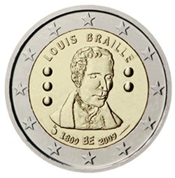 2 Euros 200e anniversaire de la naissance de l'inventeur français Louis Braille 2009