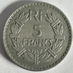 5 francs Lavrillier 1947 "9" fermé