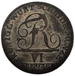 Allemagne -Royaume de Wurtemberg - 6 Kreuzer Frédéric Ier 1806