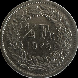 Suisse ½ franc Helvetia debout cupronickel 1979