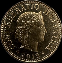 Suisse 5 centimes Tête de Libertas 2019 B
