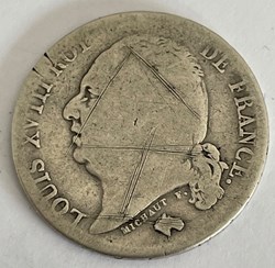 1 franc Louis XVIII 1823 La Rochelle