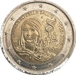 2 Euros 60e anniversaire de la création du Ministère italien de la Santé 2018