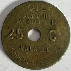 Bon pour un trajet de 25 Centimes OTL Lyon