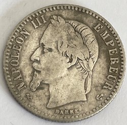 50 centimes Napoléon III, tête laurée 1866 Bordeaux