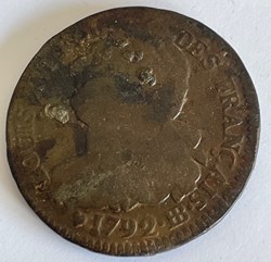 2 sols dit "au faisceau" type français 1792 Strasbourg