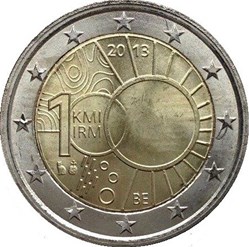 2 Euros 100e anniversaire de l'Institut royal météorologique de Belgique 2013