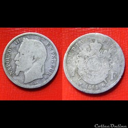 1 franc Napoléon III, tête laurée 1868 Paris