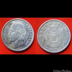 1 franc Napoléon III, tête laurée 1867 Bordeaux